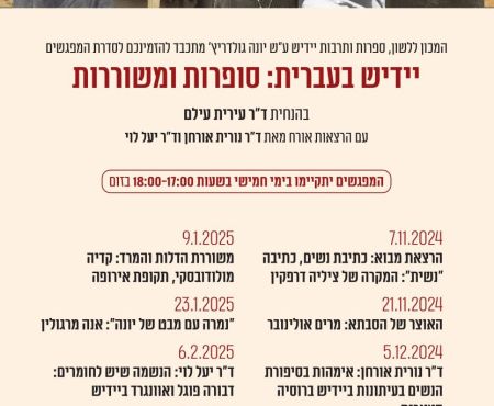 2024-25: סדרת הרצאות באוניברסיטת ת"א על נשים בספרות היידיש